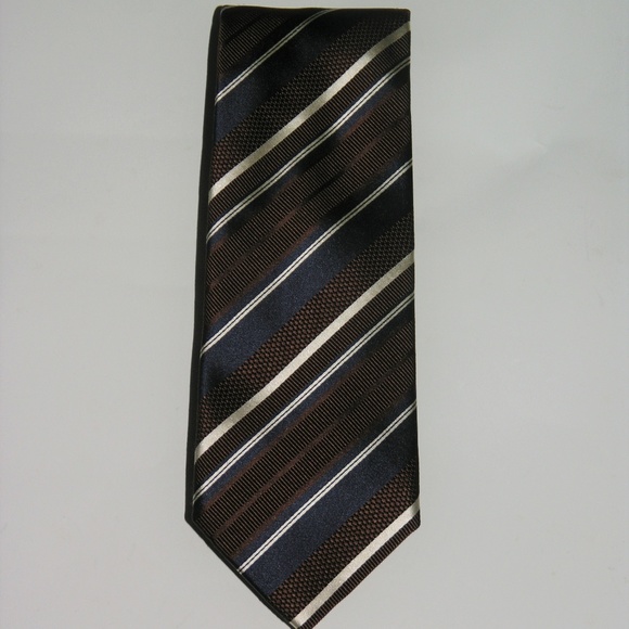 Bigi Silk Classic Width Maroon Blue Striped Repp Tie - Picture 1 of 6
